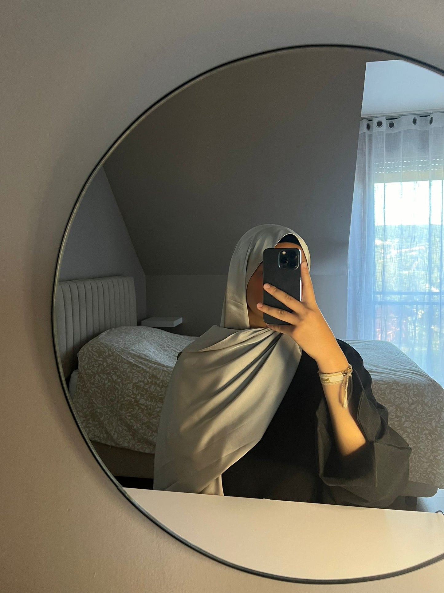 Voile satiné gris