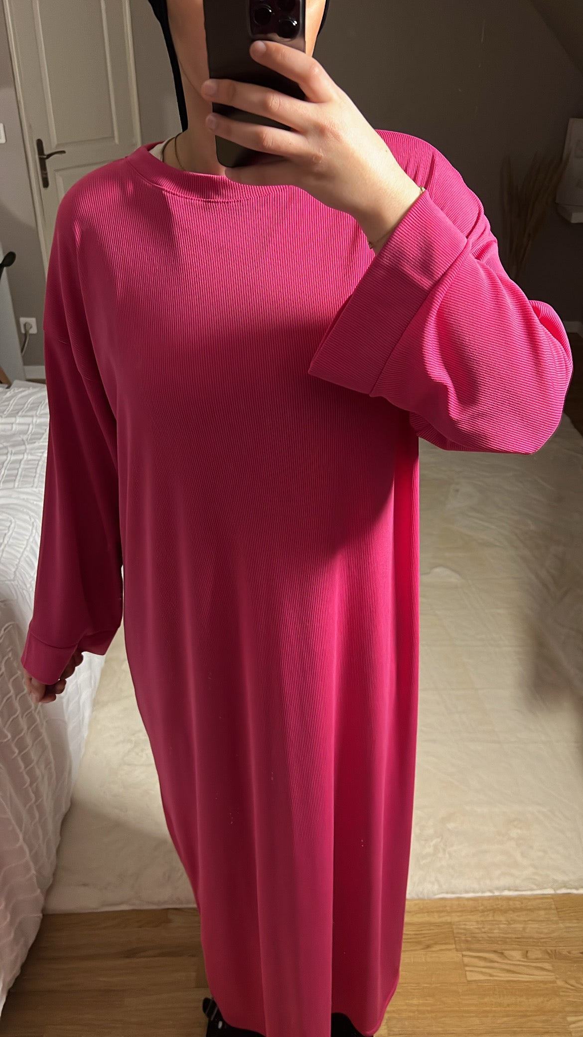 Robe Longue Oversize - Rose Fuchsia