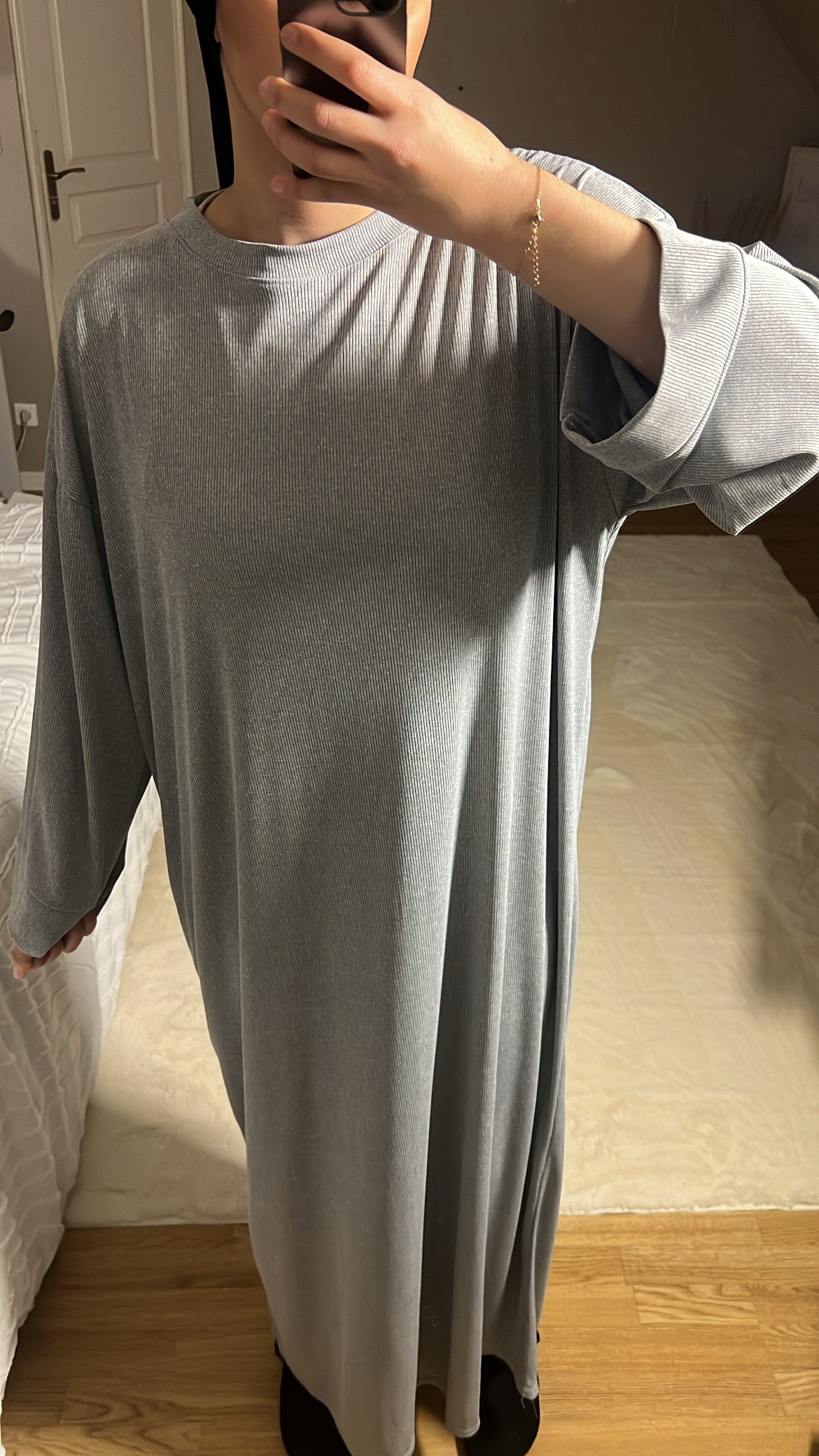Robe Longue Oversize - Gris Clair