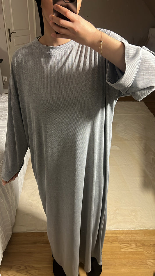 Robe Longue Oversize - Gris Clair